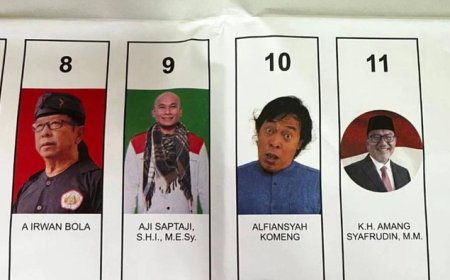 Komeng Curi Perhatian Publik dengan Kemeja Biru dan Ekspresi Lucu di Surat Suara